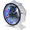 Mars Gaming MCORB Blanc, Boîtier PC Gaming Micro-ATX XL, Design Circulaire Custom, Double Vitrage Trempé