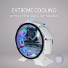 Mars Gaming MCORB Blanc, Boîtier PC Gaming Micro-ATX XL, Design Circulaire Custom, Double Vitrage Trempé