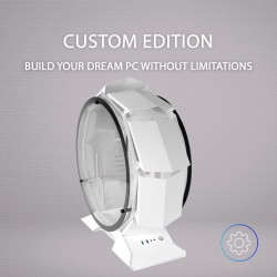 Mars Gaming MCORB Blanc, Boîtier PC Gaming Micro-ATX XL, Design Circulaire Custom, Double Vitrage Trempé