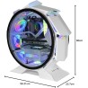 Mars Gaming MCORB Blanc, Boîtier PC Gaming Micro-ATX XL, Design Circulaire Custom, Double Vitrage Trempé