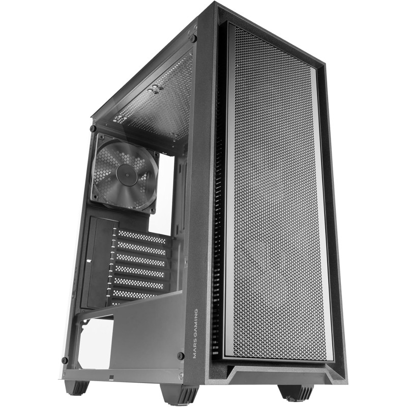 Mars Gaming MC-PMAX, Boîtier Professionnel ATX, 4X Ventilateurs FDB 120mm, Panneau Frontal Mesh, Fenêtre Latérale Verre Trempé, 