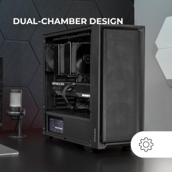 Mars Gaming MC-PMAX, Boîtier Professionnel ATX, 4X Ventilateurs FDB 120mm, Panneau Frontal Mesh, Fenêtre Latérale Verre Trempé, 