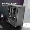 Mars Gaming MC-PMAX, Boîtier Professionnel ATX, 4X Ventilateurs FDB 120mm, Panneau Frontal Mesh, Fenêtre Latérale Verre Trempé, 