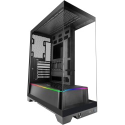 Mars Gaming MC-Prisma, Boîtier Gaming ATX, Triple Verre Trempé Continu sans Cadre, Éclairage ARGB Latéral et Frontal, Double Cha