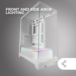 Mars Gaming MC-Prisma, Boîtier Gaming ATX, Triple Verre Trempé Continu sans Cadre, Éclairage ARGB Latéral et Frontal, Double Cha