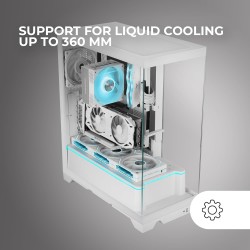 Mars Gaming MC-Prisma, Boîtier Gaming ATX, Triple Verre Trempé Continu sans Cadre, Éclairage ARGB Latéral et Frontal, Double Cha