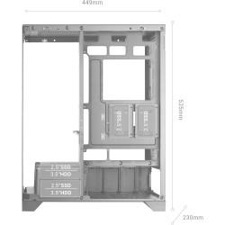 Mars Gaming MC-Prisma, Boîtier Gaming ATX, Triple Verre Trempé Continu sans Cadre, Éclairage ARGB Latéral et Frontal, Double Cha