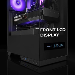 Mars Gaming MC-Pulsar, Boîtier Gaming ATX, Écran LCD Frontal en Temps réel, Double Verre Trempé Frontal et Latéral, Système de C