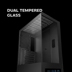 Mars Gaming MC-Pulsar, Boîtier Gaming ATX, Écran LCD Frontal en Temps réel, Double Verre Trempé Frontal et Latéral, Système de C
