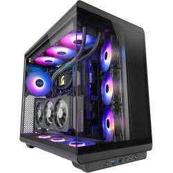 Mars Gaming MC-REV, Boîtier Gaming ATX, Double Verre Trempé, 3X Ventilateurs ARGB Inversés 12cm, Montage Vertical Cartes Graphiq