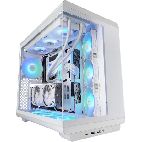 Mars Gaming MC-REV, Boîtier Gaming ATX, Double Verre Trempé, 3X Ventilateurs ARGB Inversés 12cm, Montage Vertical Cartes Graphiq