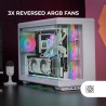 Mars Gaming MC-REV, Boîtier Gaming ATX, Double Verre Trempé, 3X Ventilateurs ARGB Inversés 12cm, Montage Vertical Cartes Graphiq