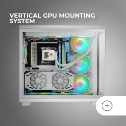 Mars Gaming MC-REV, Boîtier Gaming ATX, Double Verre Trempé, 3X Ventilateurs ARGB Inversés 12cm, Montage Vertical Cartes Graphiq