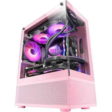 Mars Gaming MC-SE, Boîtier PC Micro-ATX, Face Avant Latéraux Verre sans Cadre, Design Inférieur avec Technologie Airtech Mesh, M
