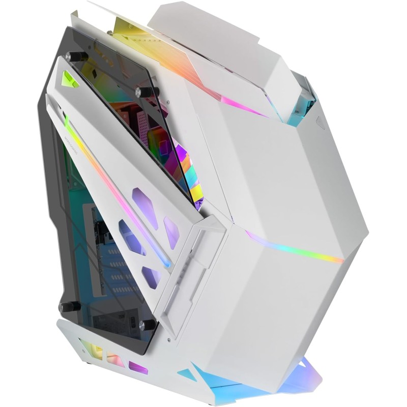 Mars Gaming MC-Titan, Boîtier Gaming RGB XXL ATX, Double Bande LED et Éclairage Frontal ARGB, Hub d'Éclairage + Télécommande, Co