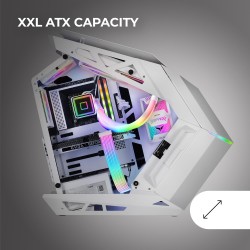 Mars Gaming MC-Titan, Boîtier Gaming RGB XXL ATX, Double Bande LED et Éclairage Frontal ARGB, Hub d'Éclairage + Télécommande, Co