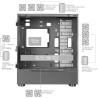 Mars Gaming MC-ULT, Boîtier Gaming Custom XXL E-ATX, Double Vitre Tempérée 90° sans Cadre + Porte Latérale, Refroidissement Liqu