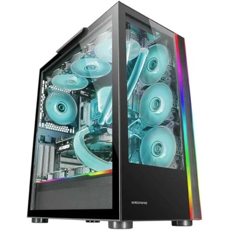 Mars Gaming MC-Ultra Noir, Tour Gaming Custom XXL E-ATX, Double Bande LED ARGB, Double Fenêtre Verre Trempé, Double Structure Ca