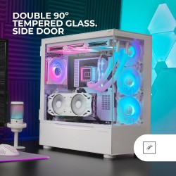 Mars Gaming MC-ULT, Boîtier Gaming Custom XXL E-ATX, Double Vitre Tempérée 90° sans Cadre + Porte Latérale, Refroidissement Liqu