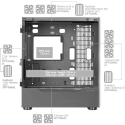 Mars Gaming MC-ULT, Boîtier Gaming Custom XXL E-ATX, Double Vitre Tempérée 90° sans Cadre + Porte Latérale, Refroidissement Liqu