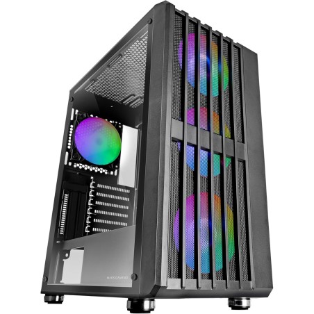 Mars Gaming MC-VAULT, Boîtier Gaming ATX, 4x Ventilateurs ARGB 120mm, Panneau Avant Mesh avec Design Vertical, Fenêtre Latérale 