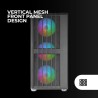 Mars Gaming MC-VAULT, Boîtier Gaming ATX, 4x Ventilateurs ARGB 120mm, Panneau Avant Mesh avec Design Vertical, Fenêtre Latérale 
