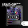 Mars Gaming MC-VAULT, Boîtier Gaming ATX, 4x Ventilateurs ARGB 120mm, Panneau Avant Mesh avec Design Vertical, Fenêtre Latérale 