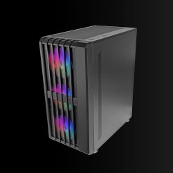 Mars Gaming MC-VAULT, Boîtier Gaming ATX, 4x Ventilateurs ARGB 120mm, Panneau Avant Mesh avec Design Vertical, Fenêtre Latérale 