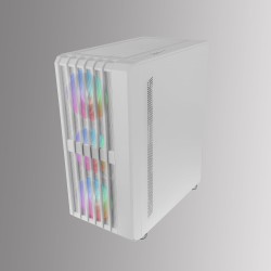 Mars Gaming MC-Vault, Boîtier Gaming ATX, 4X Ventilateurs ARGB 120mm, Panneau Avant Mesh avec Design Vertical, Fenêtre Latérale 