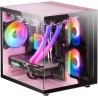Mars Gaming MC-View, Boîtier Mini-Tour Gaming Micro-ATX, Verre Trempé 90° sans Cadre, Structure Modulaire Double Chambre, Suppor