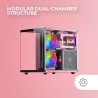 Mars Gaming MC-View, Boîtier Mini-Tour Gaming Micro-ATX, Verre Trempé 90° sans Cadre, Structure Modulaire Double Chambre, Suppor
