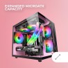 Mars Gaming MC-View, Boîtier Mini-Tour Gaming Micro-ATX, Verre Trempé 90° sans Cadre, Structure Modulaire Double Chambre, Suppor
