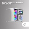 Mars Gaming MCVIEWW, Boîtier PC Gaming Micro-ATX avec Verre Trempé Continu 90º, Mini Tour avec Double Chambre, Support Refroidis
