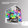Mars Gaming MCVIEWW, Boîtier PC Gaming Micro-ATX avec Verre Trempé Continu 90º, Mini Tour avec Double Chambre, Support Refroidis