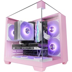 Mars Gaming MC-VISIONM, Boîtier Gaming Compact MicroATX, Triple Verre Trempé, Structure Double Chambre, Support Refroidissement 