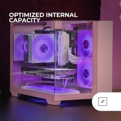 Mars Gaming MC-VISIONM, Boîtier Gaming Compact MicroATX, Triple Verre Trempé, Structure Double Chambre, Support Refroidissement 