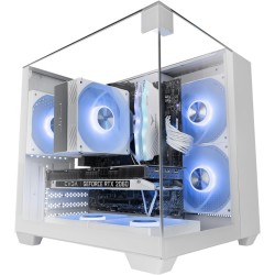 Mars Gaming MC-VISIONM, Boîtier Gaming Compact MicroATX, Triple Verre Trempé, Structure Double Chambre, Support Refroidissement 