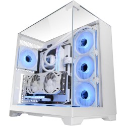 Mars Gaming MC-VISION, Boîtier Gaming ATX, Triple Verre Trempé Continu Sans Cadre, Structure à Double Chambre, Compatible avec C