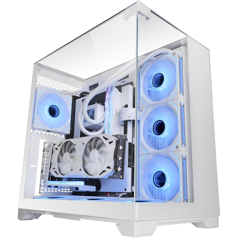 Mars Gaming MC-VISION, Boîtier Gaming ATX, Triple Verre Trempé Continu Sans Cadre, Structure à Double Chambre, Compatible avec C