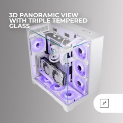 Mars Gaming MC-VISION, Boîtier Gaming ATX, Triple Verre Trempé Continu Sans Cadre, Structure à Double Chambre, Compatible avec C