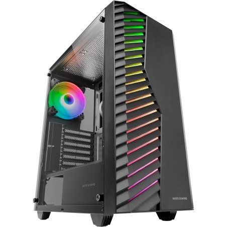 Mars Gaming MC-Volt, Boîtier Gaming ATX, Ventilateur ARGB 120mm, Grille Frontale ARGB, Fenêtre Latérale en Verre Trempé, Gestion