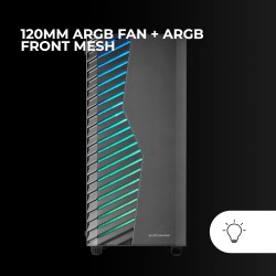 Mars Gaming MC-Volt, Boîtier Gaming ATX, Ventilateur ARGB 120mm, Grille Frontale ARGB, Fenêtre Latérale en Verre Trempé, Gestion