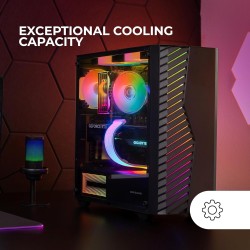 Mars Gaming MC-Volt, Boîtier Gaming ATX, Ventilateur ARGB 120mm, Grille Frontale ARGB, Fenêtre Latérale en Verre Trempé, Gestion