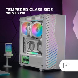 Mars Gaming MC-Volt, Boîtier Gaming ATX, Ventilateur ARGB 120mm, Grille Frontale ARGB, Fenêtre Latérale en Verre Trempé, Gestion