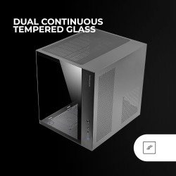 Mars Gaming MCV-One, Boîtier Gaming ATX, Double Verre Trempé Continu, Ventilateur FRGB 12cm, Structure à Double Chambre, Moyen-T