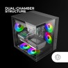 Mars Gaming MCV-One, Boîtier Gaming ATX, Double Verre Trempé Continu, Ventilateur FRGB 12cm, Structure à Double Chambre, Moyen-T