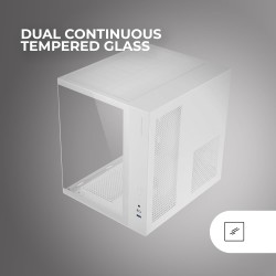 Mars Gaming MCV-One, Boîtier Gaming ATX, Double Verre Trempé Continu, Ventilateur FRGB 12cm, Structure à Double Chambre, Moyen-T