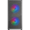 Mars Gaming MC-Vortex, Boîtier Gaming MicroATX, Mesh Géométrique Façade, Panneau Latéral Verre Trempé, 3 Ventilateurs FRGB Rainb