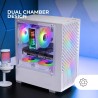 Mars Gaming MC-Vortex, Boîtier Gaming MicroATX, Mesh Géométrique Façade, Panneau Latéral Verre Trempé, 3 Ventilateurs FRGB Rainb