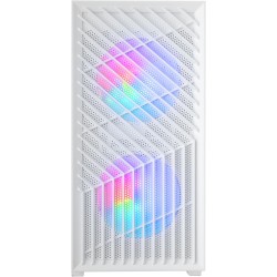 Mars Gaming MC-Vortex, Boîtier Gaming MicroATX, Mesh Géométrique Façade, Panneau Latéral Verre Trempé, 3 Ventilateurs FRGB Rainb